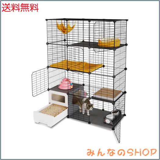 Topzoo 猫 ケージ トイレ付き 高さ143×幅107×奥行き45cm トイレ一