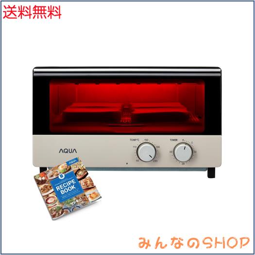 アクア (AQUA) トースター 4枚焼き (1200W / 遠赤外線ヒーター / 30分タイマー) オーブントースター 温度調節可能 (受け皿/レシピブック