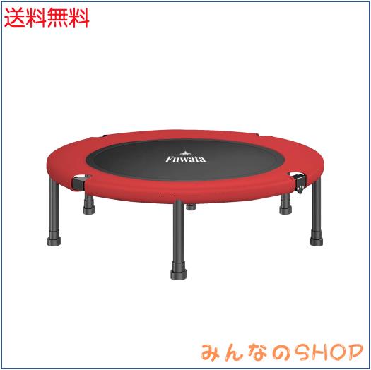 Fuwata トランポリン 室内用 大人用 子供用 大型102cm 耐荷重150kg 静音 折りたたみ ダイエット 家庭用 6本脚 (ブラック+レッド)
