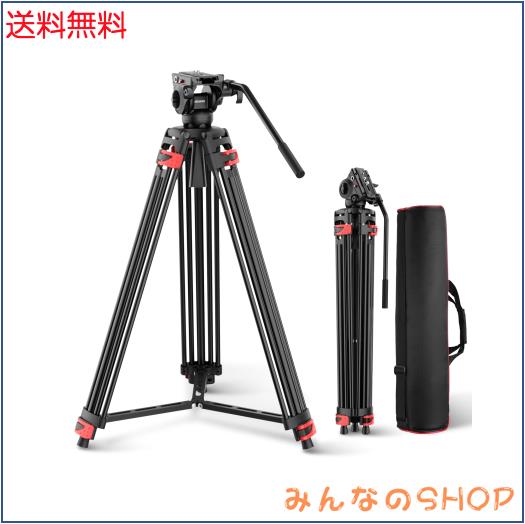 NEEWER Basic 187cm ビデオ三脚 ビデオ雲台付き 金属製 高耐久 カメラ三脚 ダイナミックダンピング/ミッドレベルスプレッダー/クイックリ