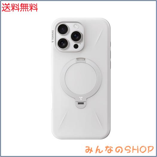 【新型ゼンマイ式 ・高級なデザイン】TORRAS iPhone 16 Pro Max 用 ケースゼンマイ式スタンド マグネット搭載 縦横両対応リング 米軍耐衝