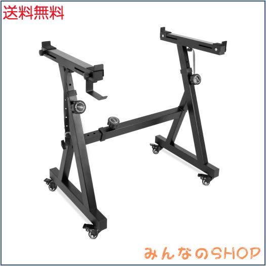 Rxakudedo キーボードスタンド キャスター キーボードスタンド z型 調節可能 スライドレール付き 操作が簡単 (ブラック)