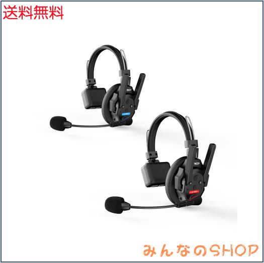 SYNCO XTALK XPRO2 ワイヤレスインカムヘッドセット, 2人全二重無線インカム 2.4GHz 500m通信距離 ノイズキャンセリング機能 映画製作、
