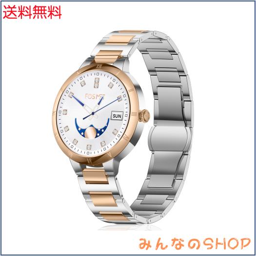 FOSMET W1 スマートウォッチ 丸型 通話機能 メッセージ通知 常時表示 男女両用 1.32インチAMOLED サファイアガラス iPhone＆Android対応 1の通販は