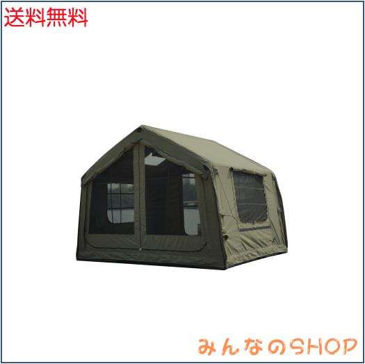 GOTENTIFY インフレータブルテント エアーテント アーミーグリーン 簡単組み立て ポリコットン素材 2~3人用 ロッジテント 煙突穴付き+TPUの通販は