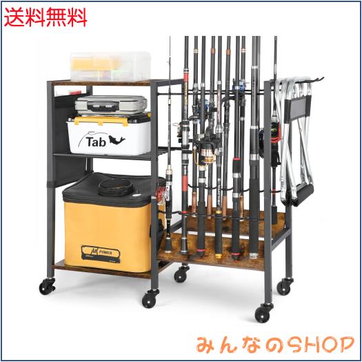 ロッドスタンド 釣り竿立て 大容量の釣り竿立て 釣り竿用の専用ラック 12本の釣り竿が収納できる釣り竿立て キャスター付き 組立式 屋外