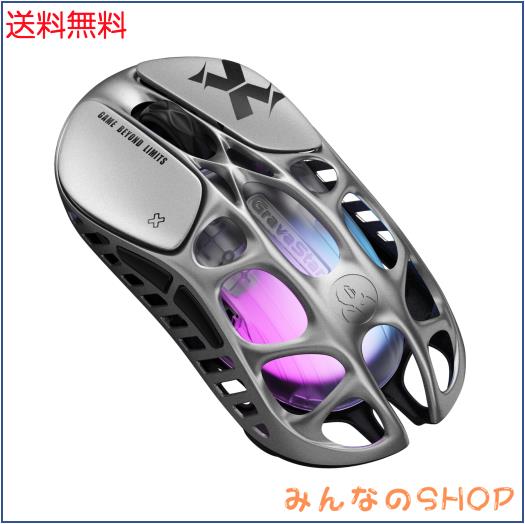 GravaStar Mercury X ゲーミングマウス 無線 ワイヤレス 49g超軽量 1Kポーリングレート PAW3950センサー 32000DPI低遅延 高感度 2.4G/Blu