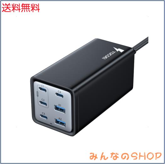 YOCOEI 200W PD充電器 6ポート USBコンセント 急速充電器 (GaN PowerX/USB-C×4 USB-A×2/単ポート140W高出力) PD3.1/QC4.0対応/PPS規格/