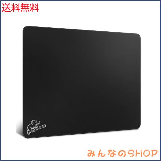 SIROOLAC 2.0 ガラス製ゲーミングマウスパッド FPS向け 2.6mm極薄 全面シリコンカバー エッチング加工 全新なシューティング体験 (ブラッ