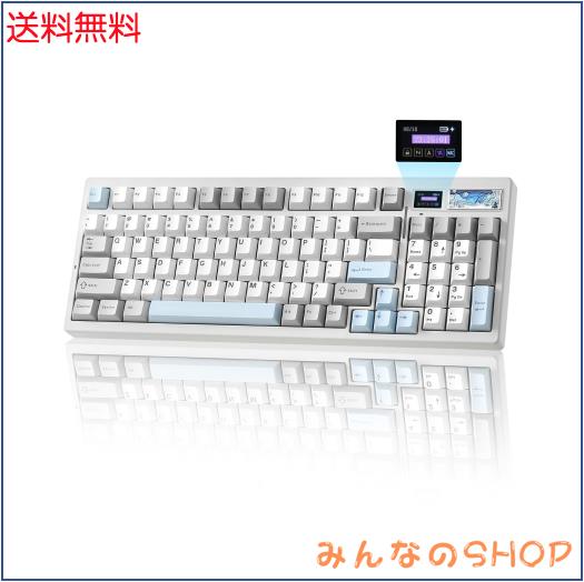 YUNZII IF99 96%レイアウト ワイヤレス ゲーミングキーボード メカニカル bluetooth/2.4G/有線 LCDスクリーン QMK/VIAプログラマブル ガ