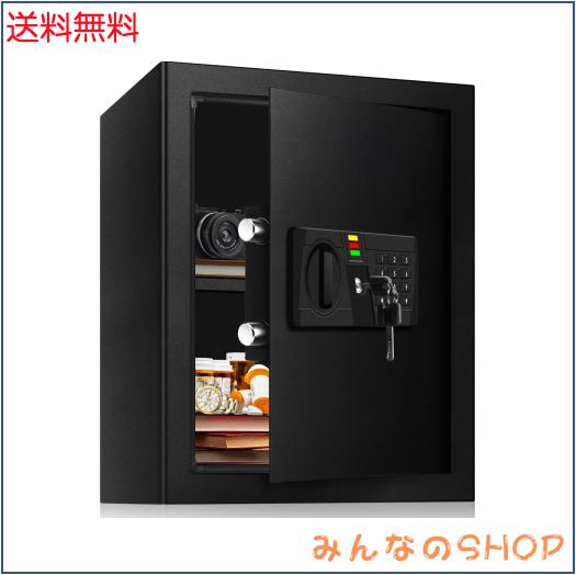 AltiKeep 金庫 家庭用 60L テンキー式 電子金庫 耐火書類バッグ付属 現金/宝石/貴重品 警報アラーム付き 壁に固定可能 仕切り板付き 31 x