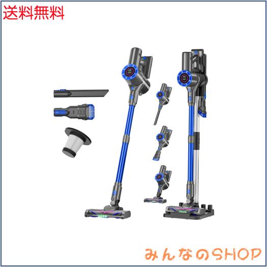 掃除機 コードレス【2025革新版・超強吸引・静音・軽量・自立式・60分連続稼働・グリーンLEDライト付・収納充電スタント付き】Akiko ステ