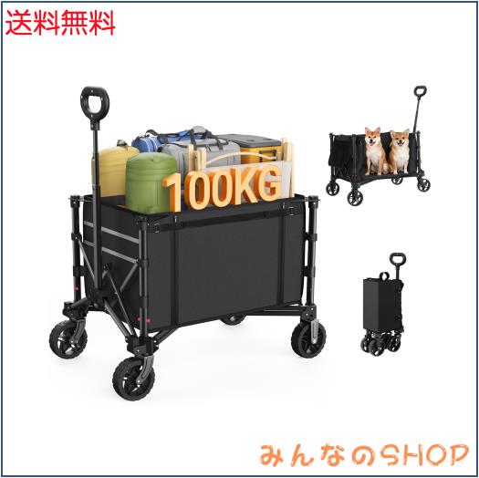 Raynesys キャリーワゴン アウトドアワゴン 耐荷重100kg 大容量120L キャンプカート ワンタッチ収束 折り畳み式 自立収納 静音 キャンプ/