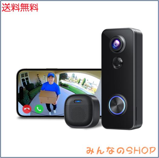 インターホン ワイヤレス 工事不要【全身確認可能・2K 180°超広角】 XTU ドアホン カメラ付き ドアベル テレビドアホン スマホ連動 来訪