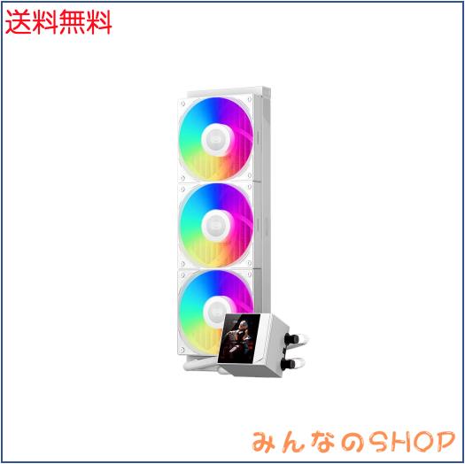 PCCOOLER CPUクーラー液体冷凍庫、360mm AIO液体冷却、高性能ポンプ、2.4インチIPSディスプレイ、CPS ARGB水冷、静音F5 R120ファン付き(D