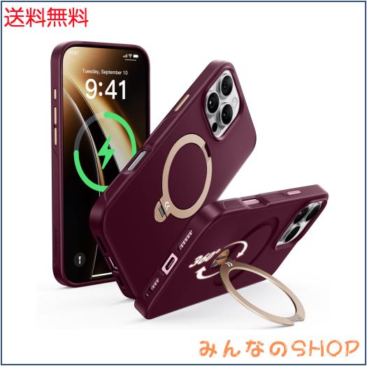 【2025新登場・機能美の極み】CASEKOO iPhone 16 Pro 用 ケース 360度回転スタンド 横縦両立 米軍規格 耐衝撃 MagSafe対応 強磁力 滑り止