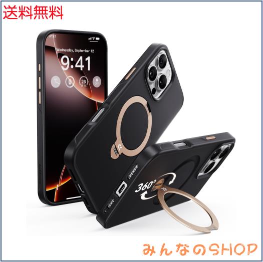 【2025新登場・機能美の極み】CASEKOO iPhone 16 Pro 用 ケース 360度回転スタンド 横縦両立 米軍規格 耐衝撃 MagSafe対応 強磁力 滑り止
