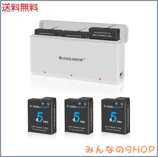 COOLSHOW DJI Osmo Action 6 5 Pro 4 3 バッテリー Osmo360 バッテリー 3個 2100mAhとOsmo Action 6/5 Pro/4/3 充電器 Type C充電ポート