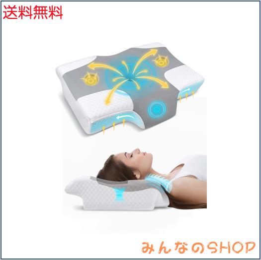 LAOGOT 枕 首が痛くならない ストレートネック 低反発 耳が痛くならない まくら 【耳と後頭部の凹型中空設計・二重枕カバー構造・低め高