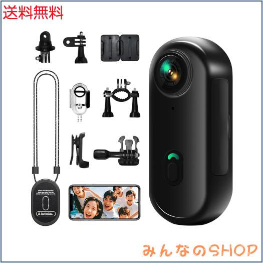 4Kアクションカメラ UHD 小型ウェアラブルカメラ 160°広角小型Vlogビデオカメラ ボディカメラ Yolanda ハンズフリーPOV 30メートルIP68