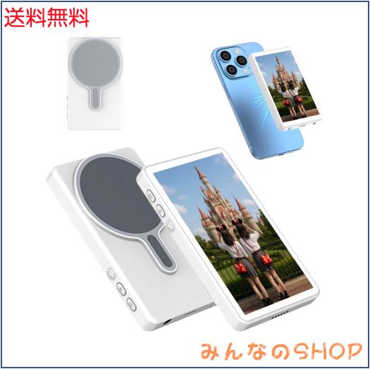 自撮りモニター 自撮りカメラ iphone ミラーリング スマホ用 背面カメラモニター フォトビデオキット スピーカー付き 磁気式 ミラーリン