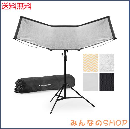 K＆F CONCEPT 撮影 レフ板 大型 ワンタッチ U型 弧形 123x65cm アーク型 リフレクター 反射板 クイックリリース ディフューザー 折り畳み