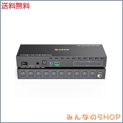 KCEVE HDMI KVM切替器 10入力1出力 4K@60Hz KCEVE HDMI KVM切替器 10入力1出力 4K@60Hz EDID機能 キーボード