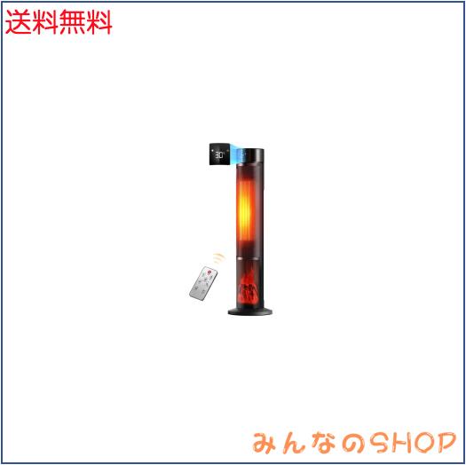 セラミックヒーター ヒーター 速暖 【2025新開発＆ECO恒温省エネ＆マイナスイオン】 電気ファンヒーター タワー型 3D疑似炎 LCDディスプレ