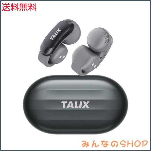 TALIX AuraHalo G1 オープンイヤー型イヤホン, イヤーカフ式, 超軽量5.2g, IPX4防水, マイク搭載, iOS/Android対応 (ブラック) (ブラック
