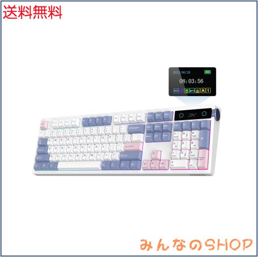 EPOMAKER TH108 PRO フルサイズメカニカルキーボード 画面 ノブ付き ワイヤレスゲーミングキーボード クリーミーガスケット 10000mAh内蔵