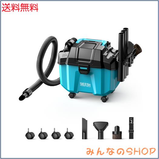 SEESII 集塵機 乾湿両用 掃除機 充電式 コードレス 小型 集じん機 強力吸引 10L大容量 持ち運び便利 お手入れ簡単 ソファ/絨毯/車内//隙