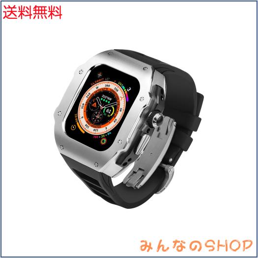 Apple Watch Ultra 2 49mm 316Lステンレススチールケースバンド付き、高級iWatch Ultra 3/2/1 メタルカバー + フルオロエラストマースト