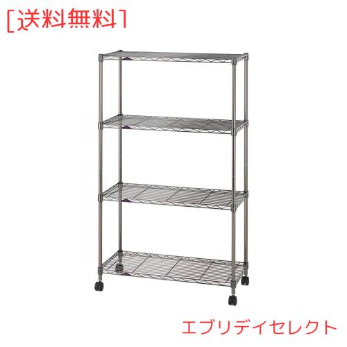 ドウシシャ ルミナス ブラック 幅75 4段 スチールラック 収納棚 艶のある黒色 幅74.5×奥行34.5×高さ124.5cm 全体耐荷重320kg 頑丈 キャ