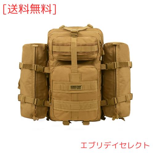 [サイバトロン] バックパック 3Pタクティカル MOLLE 防水 軽量 アウトドア ミリタリー U.Sタイプ リュックデイパック カーキ 37L(1+ 2)