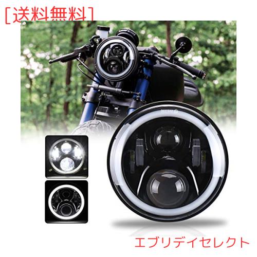 MOVOTOR ホンダバイクCB1300７インチLEDヘッドライト ホーネット250対応 DRL機能 イカリング付き Hi/Loビーム ブラック 1個の通販は
