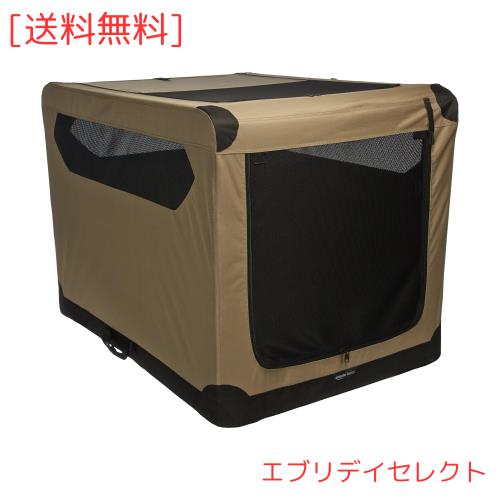Amazonベーシック イヌ ソフトクレート ペットキャリー 折りたたみ式 XL 105 cm x 78 cm x 78 cm タン