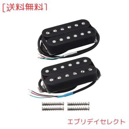 FLEOR 高出力アルニコ 5 ギター ピックアップ ダブルコイル ハムバッカー ピックアップ ネックとブリッジ セット ブラック
