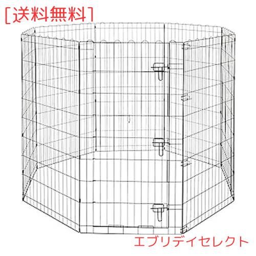 ペットサークル ペットフェンス 犬用 折りたたみ可能金属製ゲート付きパネル8枚 Amazon | Dinah Alsop ペットフェンス 中大型犬用— ペットケージ