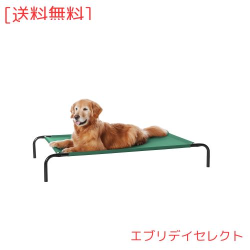 Amazonベーシック ペットベッド 犬 猫 脚つきコット型 メッシュ 130 x 79 x 20cm Lサイズ グリーン