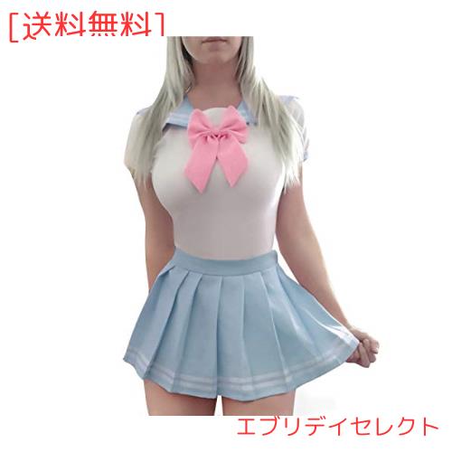 LittleForBig] ロンパース セーラー服 綿パジャマ 2点セット 空色