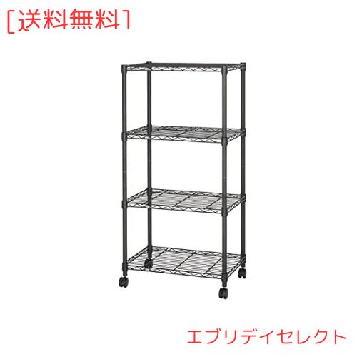 ドウシシャ ルミナス スチールラック 61x46x156.5cm キャスター付き ドウシシャ ルミナス ノワール ラック 4段 幅60 奥行40 スリム