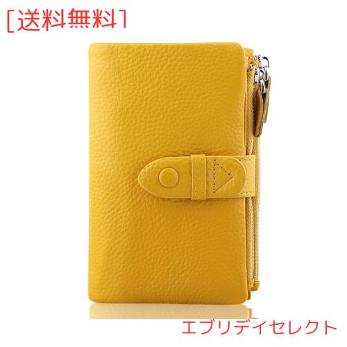 [F.ZH] 二つ折り財布 レディース 短財布 本革製 小銭入れ付 18カード入れ お札入れ 大容量 小型 軽量 多機能 ダブルボタン ダブルファス