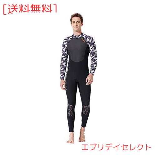 ウエットスーツ メンズ 3mm ネオプレン素材 フルスーツ ダイビング サーフィン フィッシング ワンピース バックジップ仕様 マリンスポー