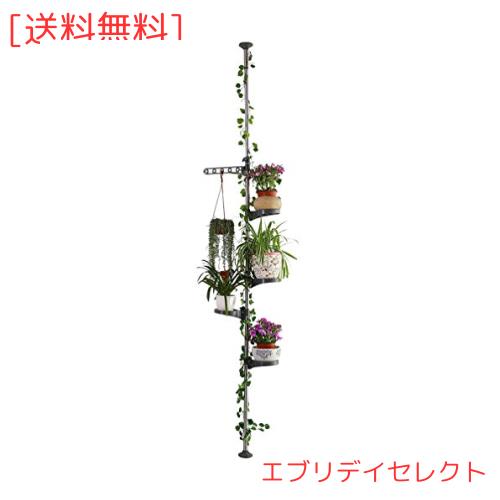 BAOYOUNI 突っ張り式 プランタースタンド フラワースタンド 園芸ラック コーナー盆栽スタンド 植物スタンド 植物棚飾り台 花台 室内 花置