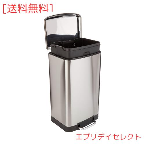 19b ★受け渡し決まりました。Amazonベーシック ゴミ箱 40L(40リットル) ソフトクローズ 静音 スリム ふた付き ペダル付き スチール製 つや消しステンレススチール おしゃれ 長方形 y112203b 81yh7EwvQsL._AC_UF894,