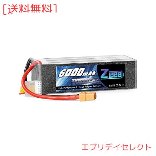 ゼエエ（Zeee）6S リポバッテリー 22.2V 50C 6000mAh 大容量リチウムポリマーバッテリー XT90プラグ付き RCカー用 ラジコン製品バッテリ