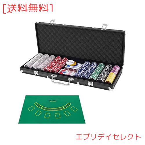 Costway ポーカーセット ポーカーチップ チップ 500枚 数字入り カジノチップ カジノゲーム トランプ付き マット付き ブラックケースの通販は
