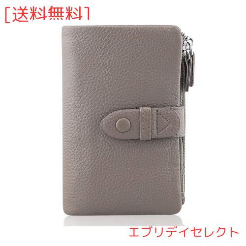 [F.ZH] 二つ折り財布 レディース 短財布 本革製 大容量 小銭入れ付 小型 軽量 多機能 カードと紙幣大量収納可 ダブルボタン ダブルファス