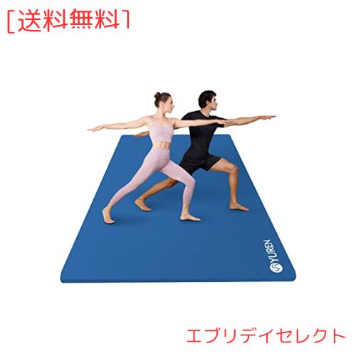 YUREN ヨガマット 厚め 10mm 幅広 130cm X 200cm トレーニングマット 大きい 高密度NBR 二人用 ストレッチ 筋トレ マット ストラップ付き