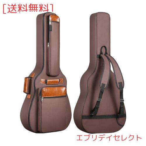 CAHAYA 【12mmスポンジ】 6つのポケット 41/40/39インチ アコギ ギターバッグ 防水オックスフォード布 改善 アコースティックギター ソフ